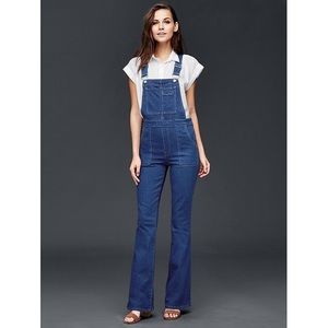 Gap denim stretch flared overalls, XS/P, blue NWT
